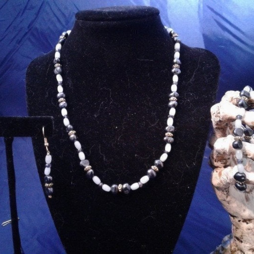 Handmade Pearl Amazonite Iolite Jewelry Set Z264